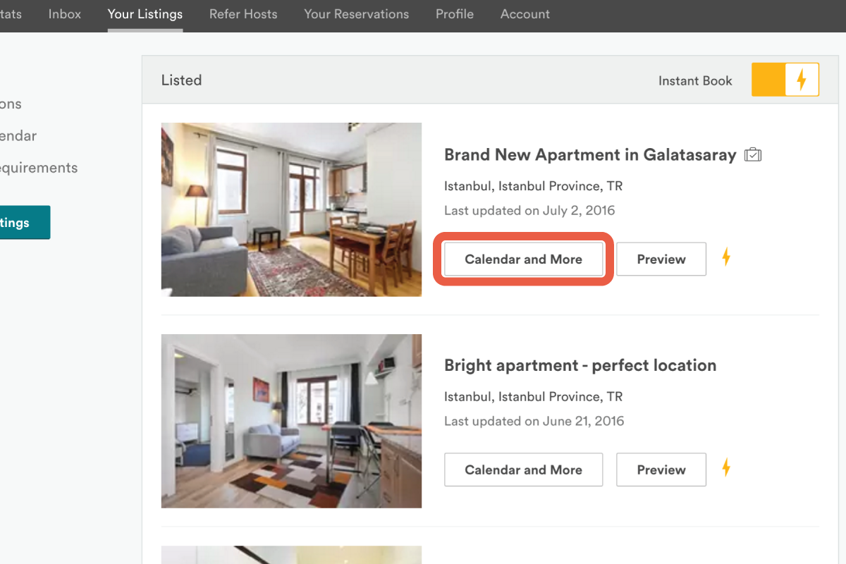 Manage Listing and Calendar